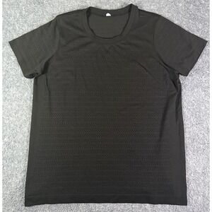 Lululemon Perforated Crew Neck Breeze By Squad Top Black Short Sleeve Size 10